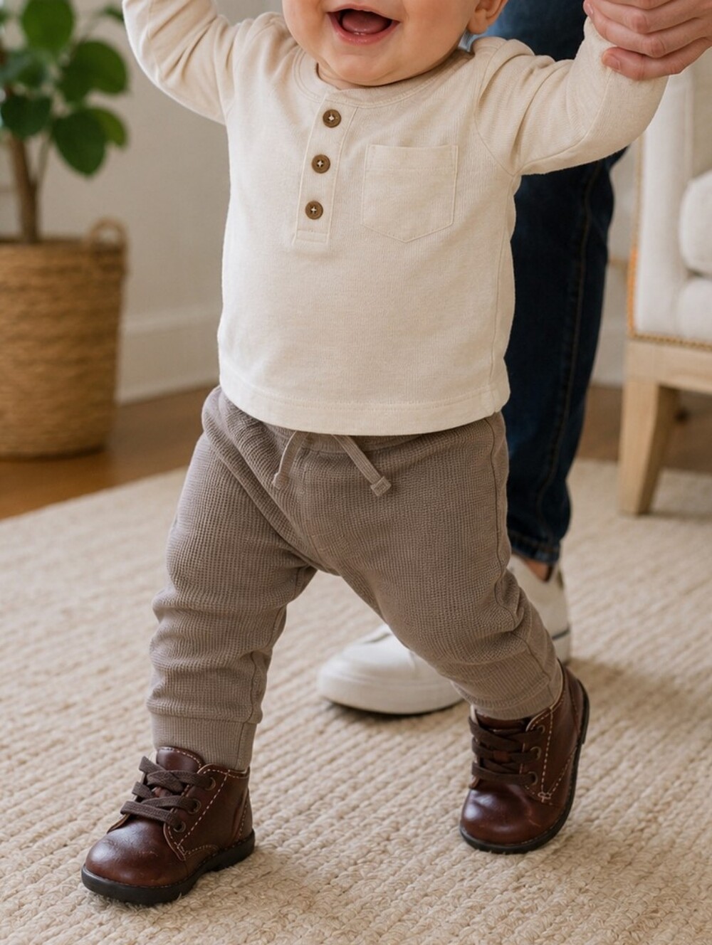 NWT Stride Rite Elliott Trainer First Walking Shoes 3M Brown Leather Preppy Norm